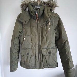 EDDIE BAUER cropped winter coat - size XS - olive green